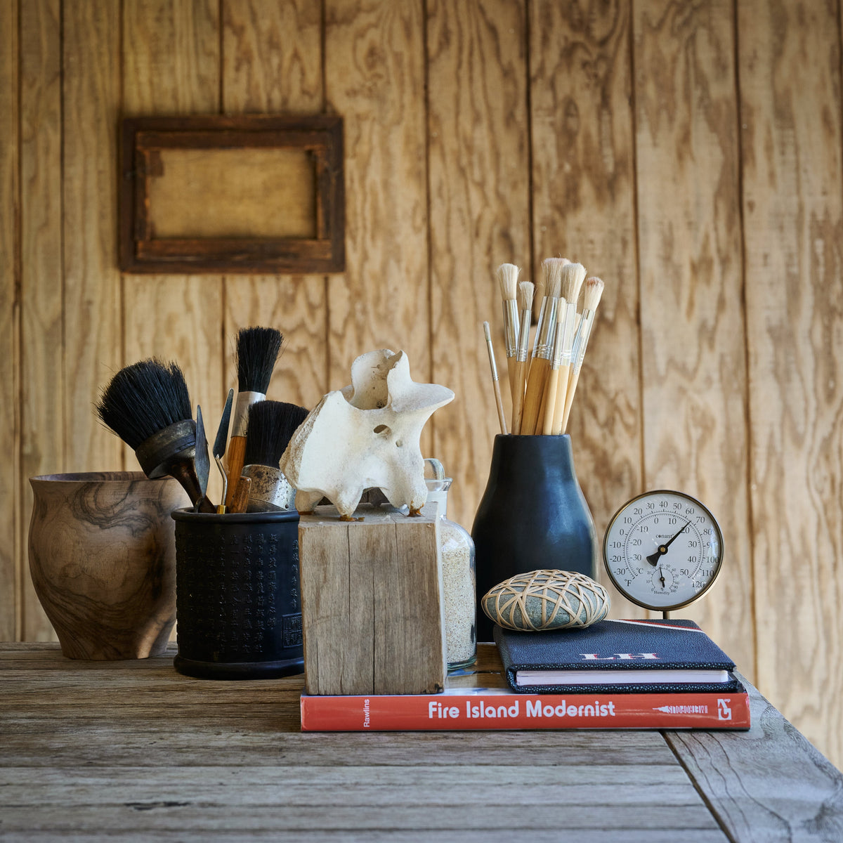Monolithic Tadelakt Vase, Black